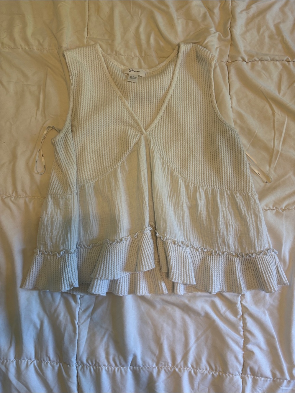 Japna white Ruffled Sleeveless Blouse